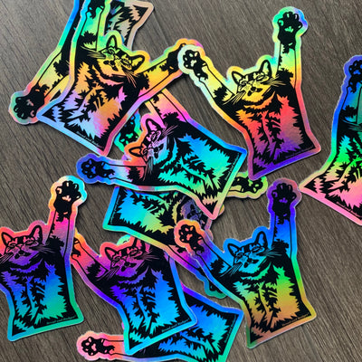 Stretch Cat Rainbow Holographic Stickers