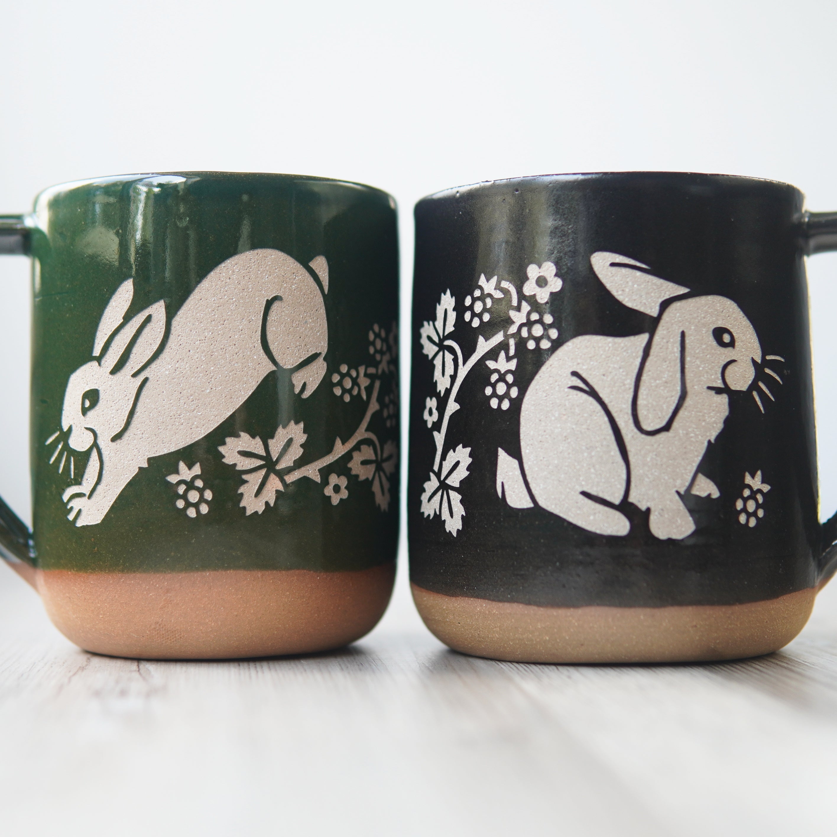 Handmade Sgraffito Mugs, Farmhouse Style