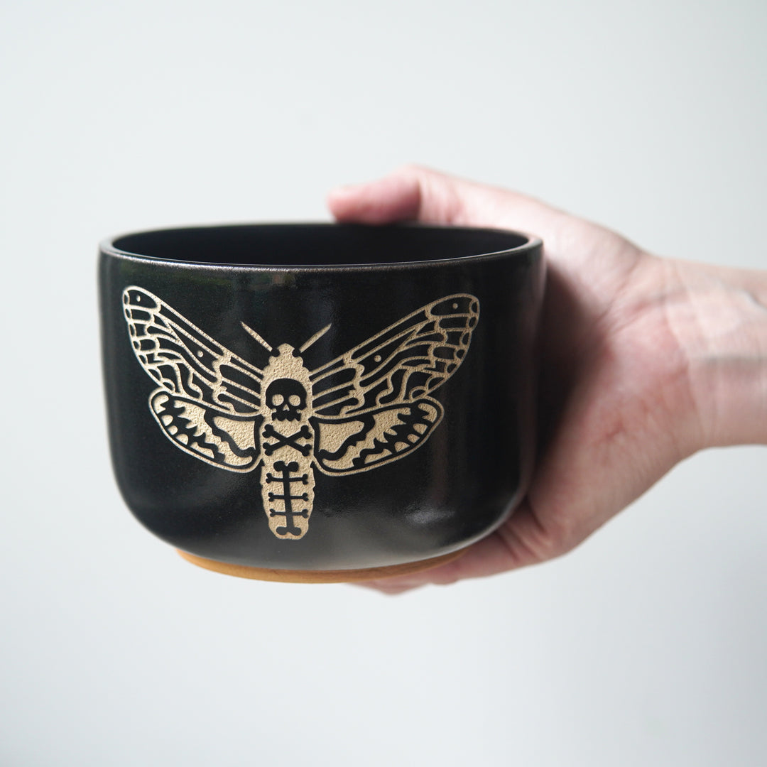 Deaths Head Hawk Moth Bowl, Farmhouse Style Handmade Pottery