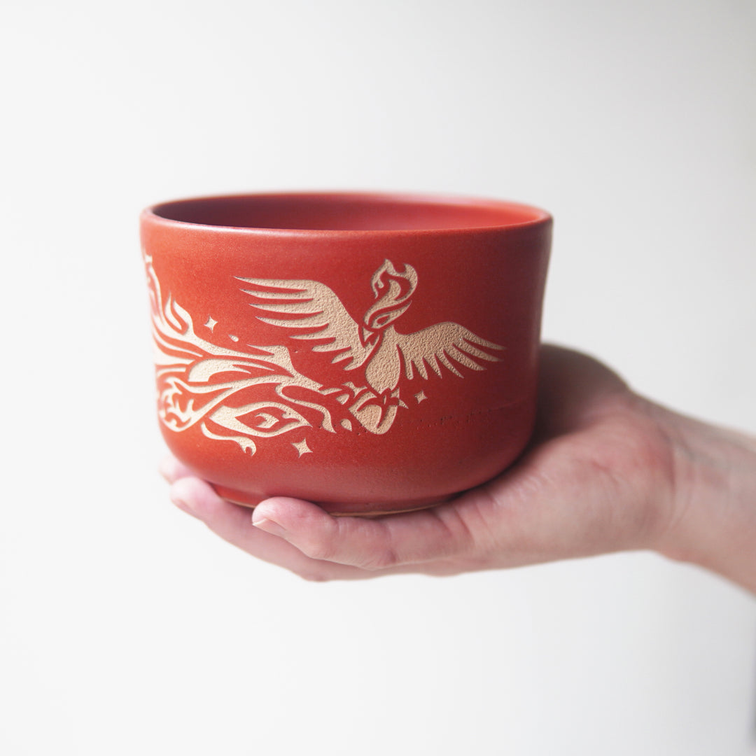 Phoenix Bird Bowl, Farmhouse Style Handmade Pottery