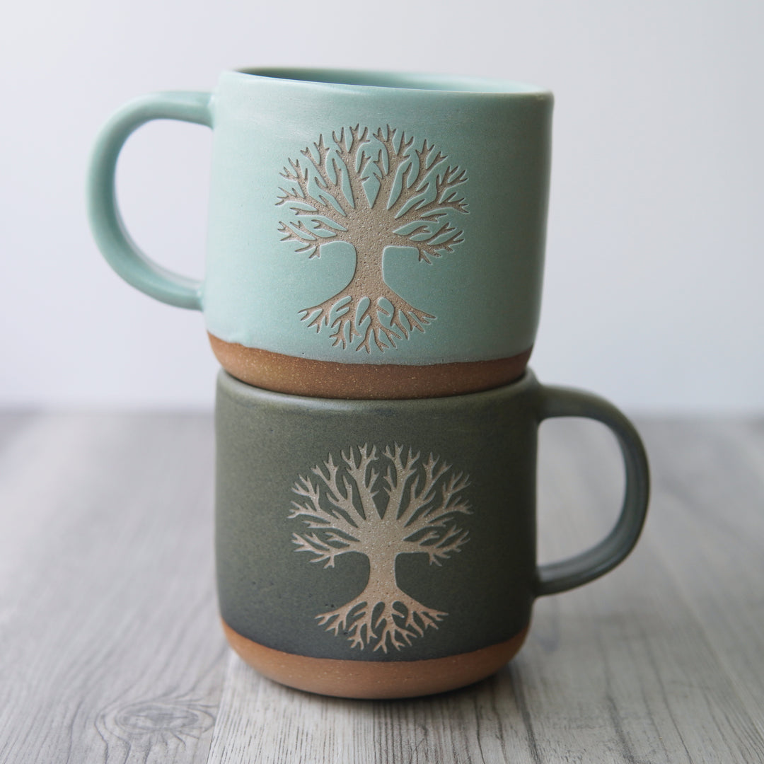 Tree of Life Mug, Forest Style Handmade Pottery