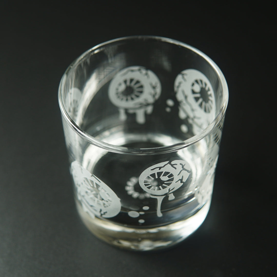 Eyeballs Lowball Glass - etched gory horror cocktail barware