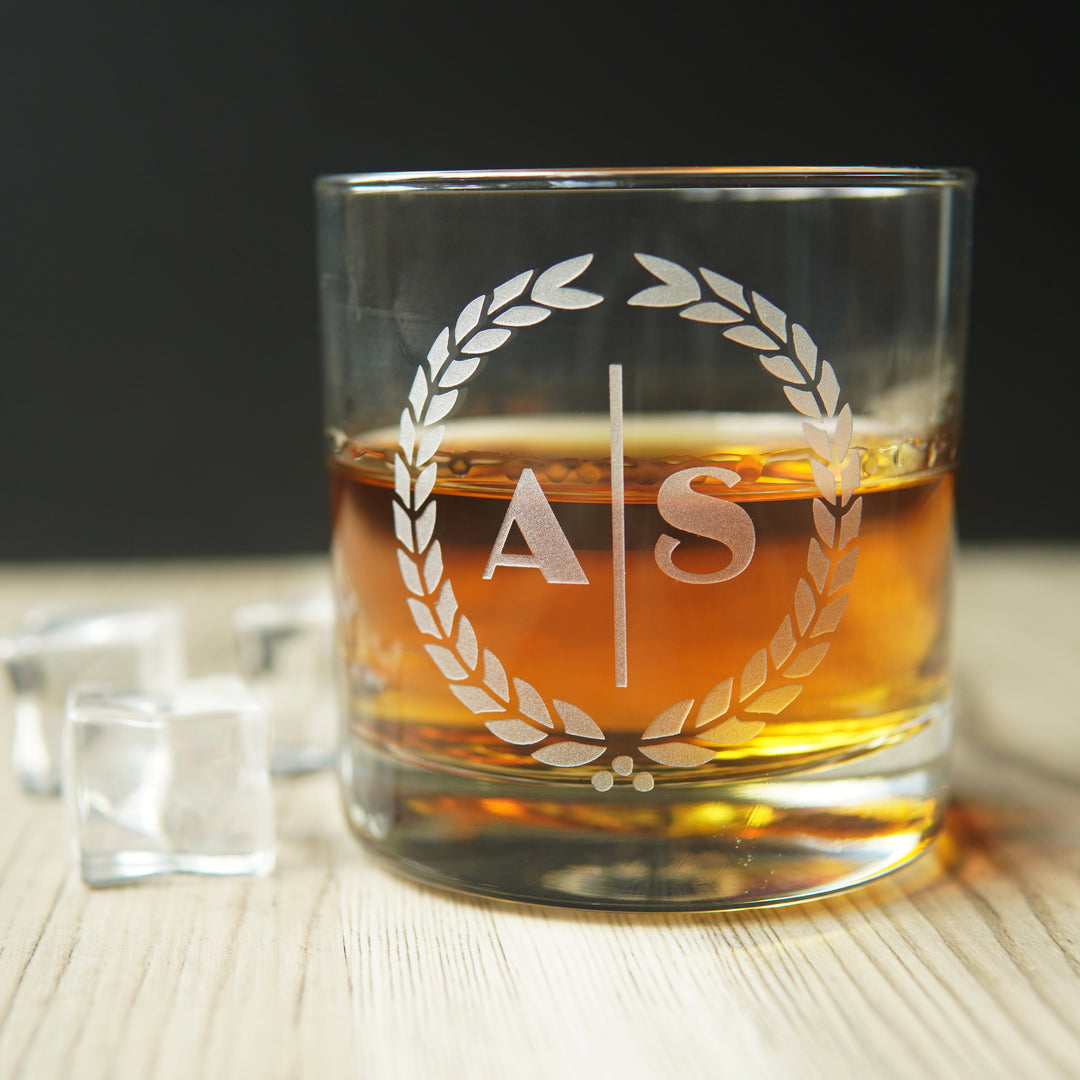 Custom Lowball Cocktail Glass, Etched-to-Order barware with any stock design