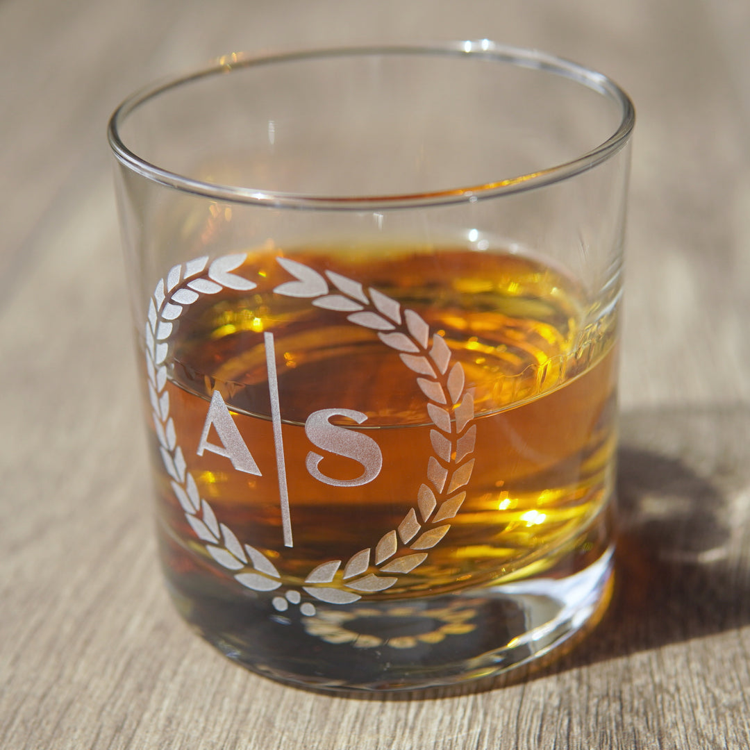 Custom Lowball Cocktail Glass, Etched-to-Order barware with any stock design