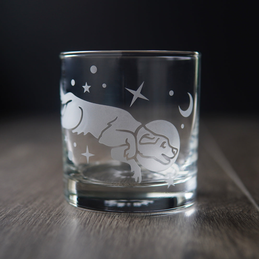 space dog lowball glass