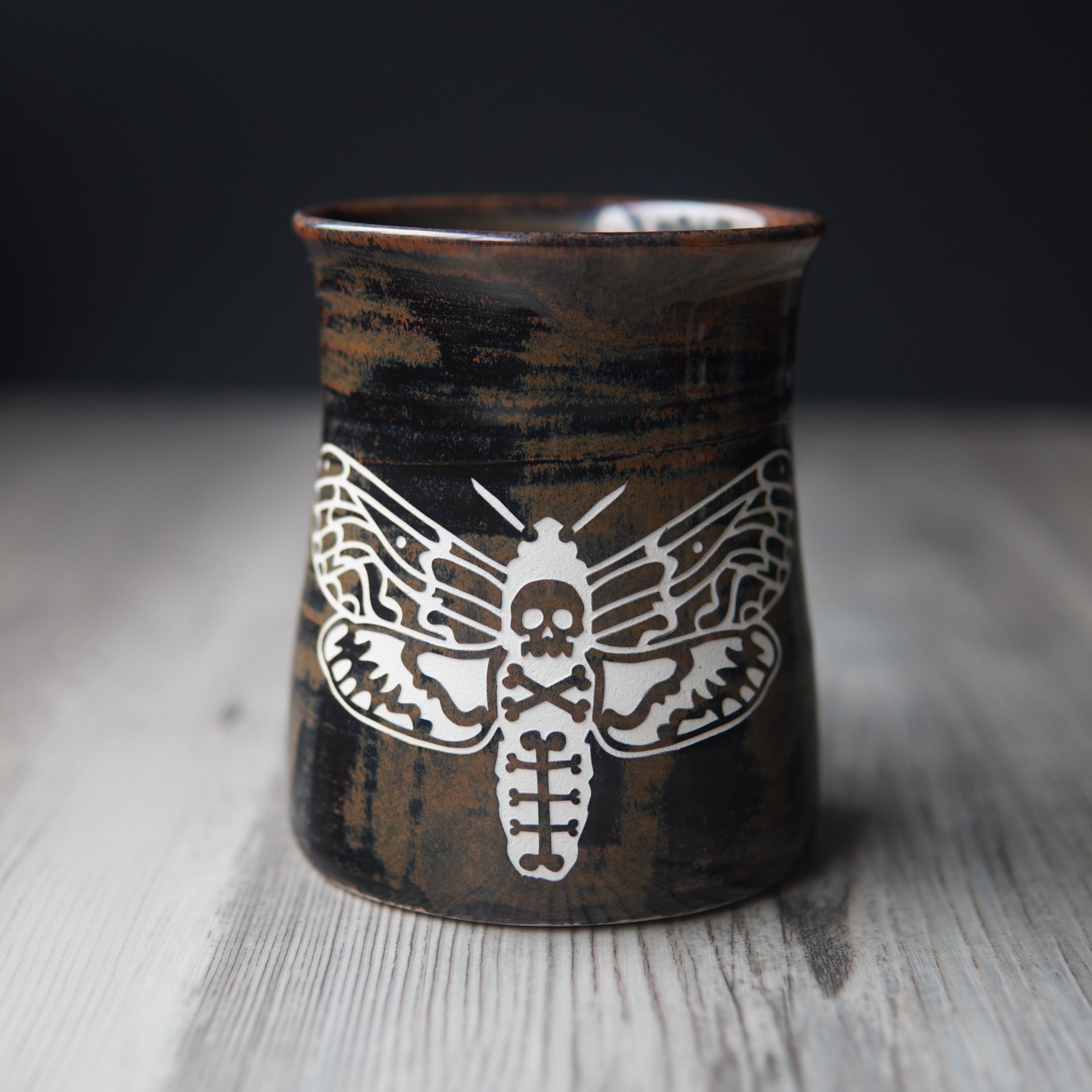 brown deaths head hawkmoth pottery mug