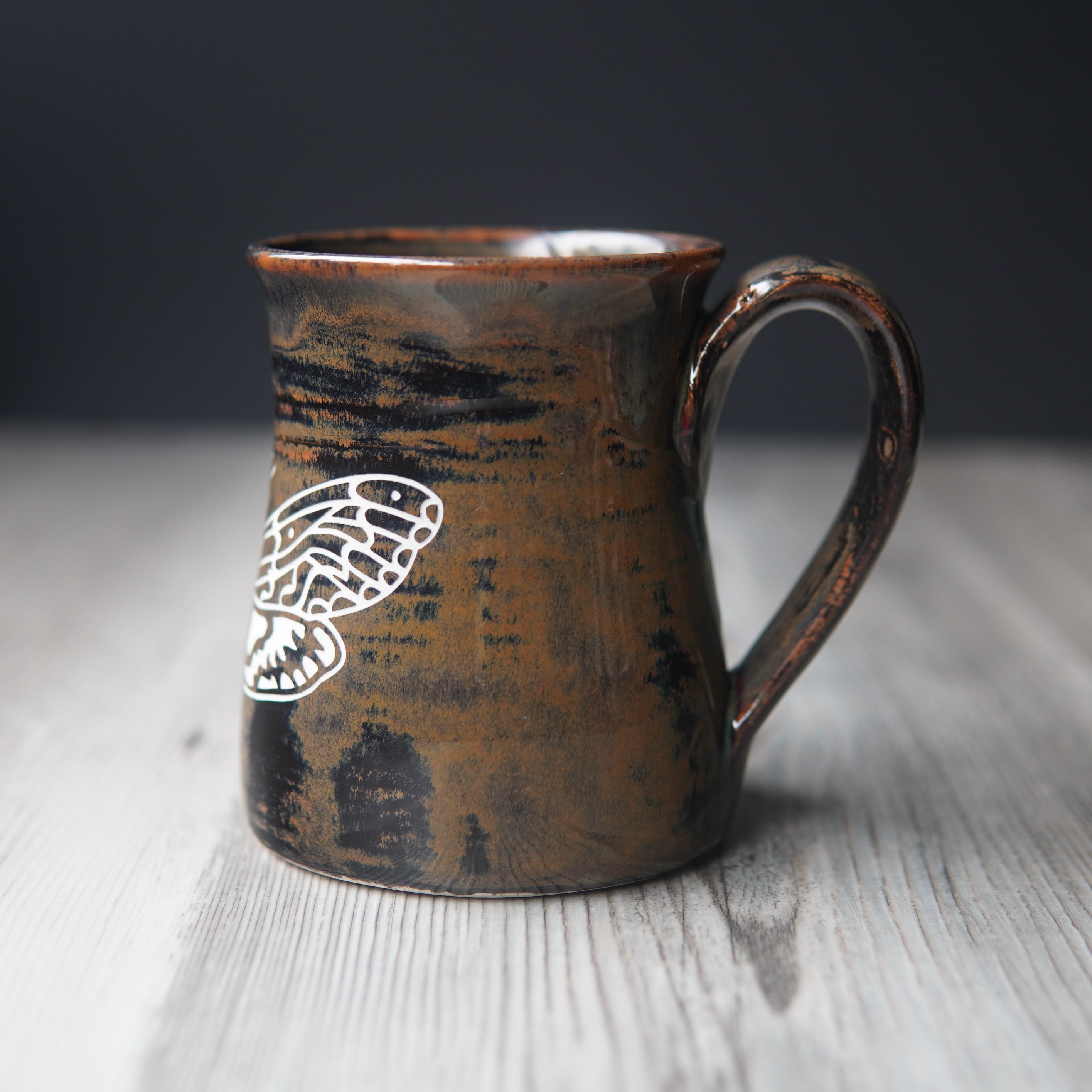 brown deaths head hawkmoth pottery mug