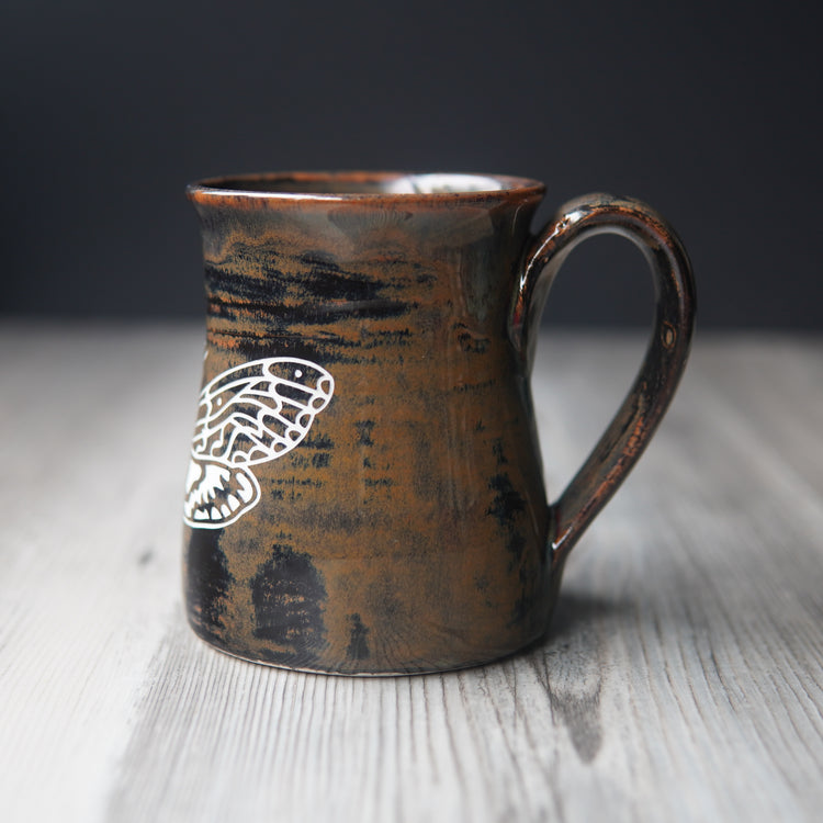 brown deaths head hawkmoth pottery mug
