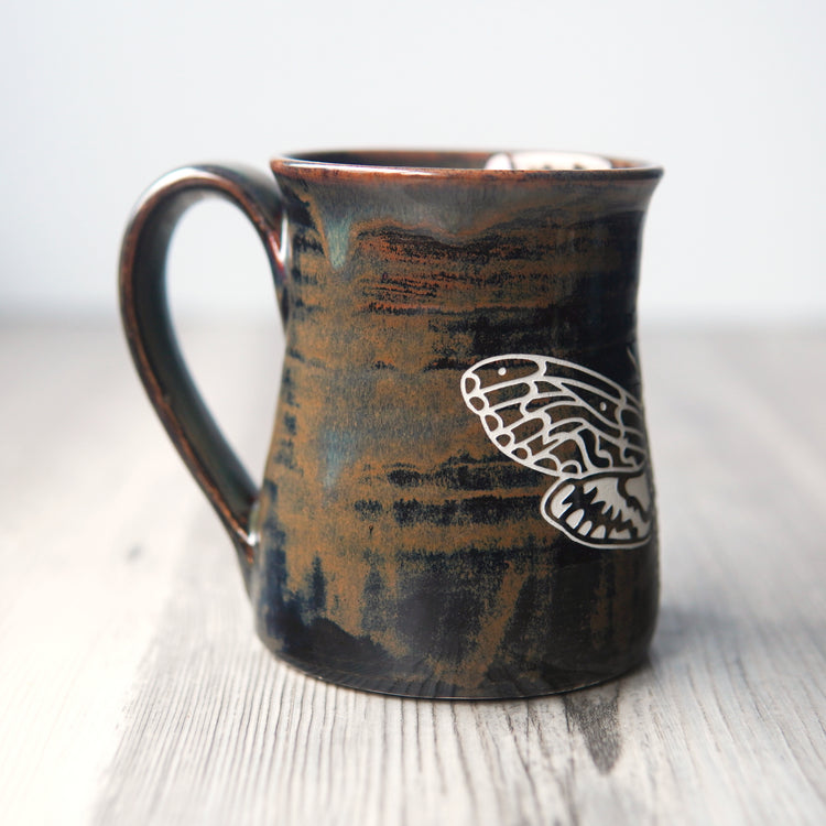 brown deaths head hawkmoth pottery mug
