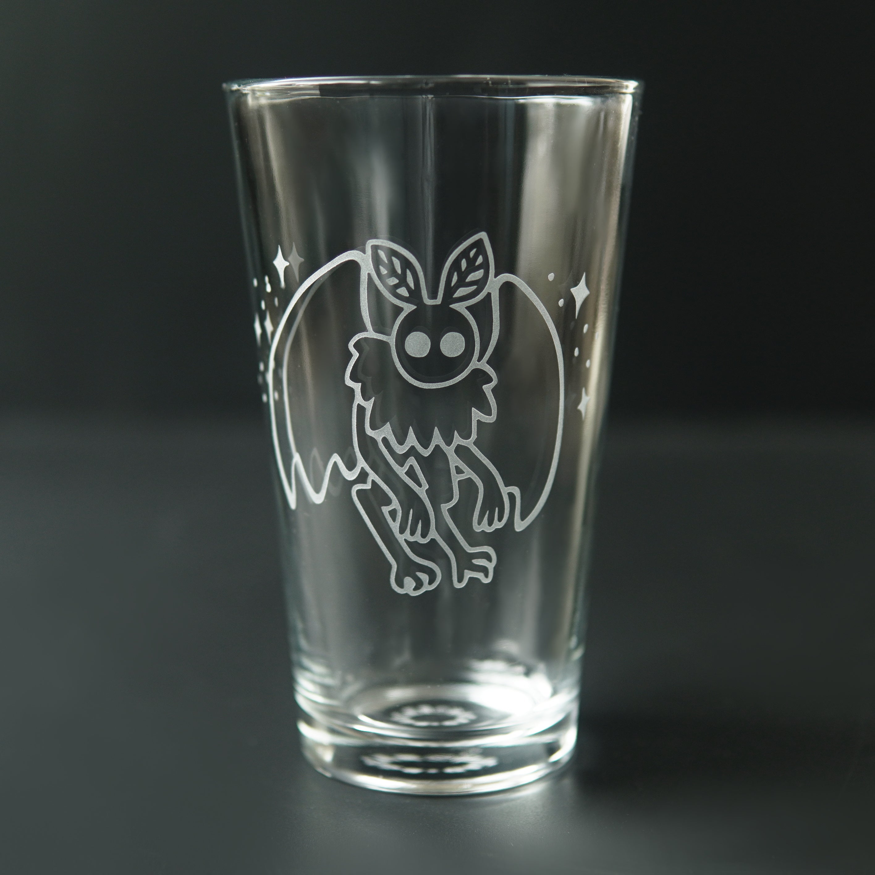 Mothman etched pint glass
