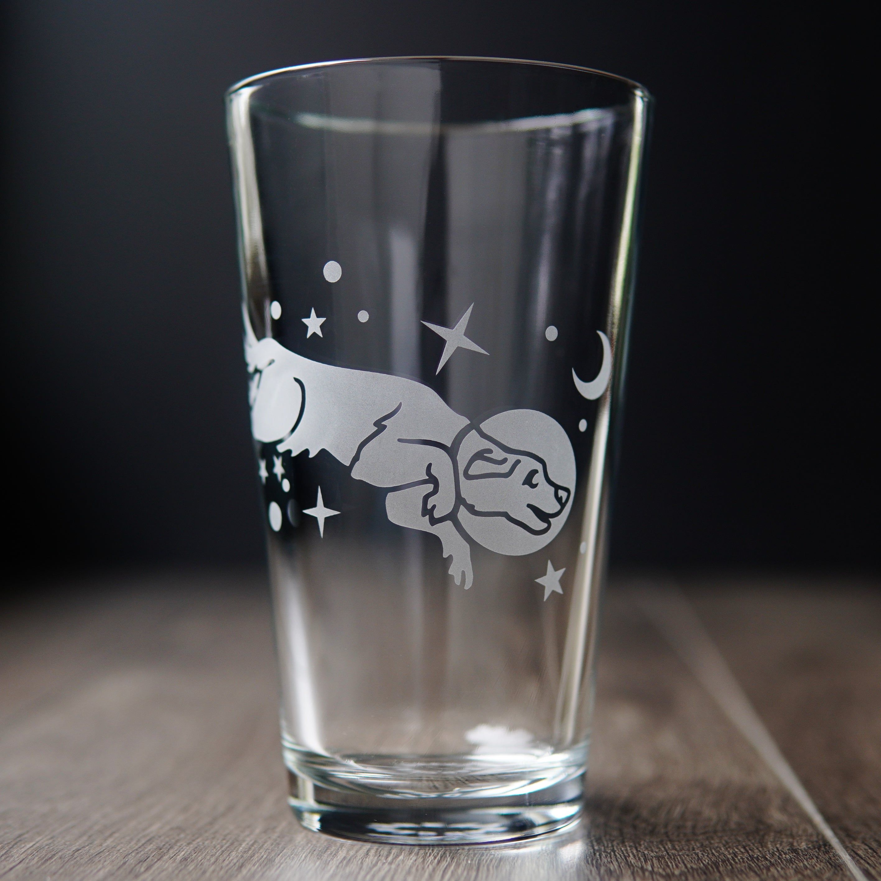 space dog pint glass