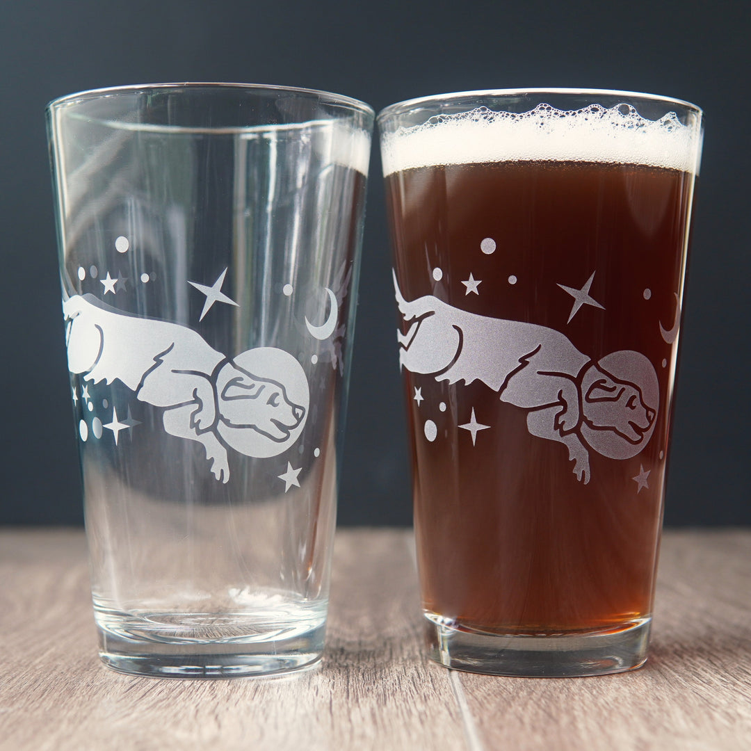 Space Dog Pint Glass - etched glassware