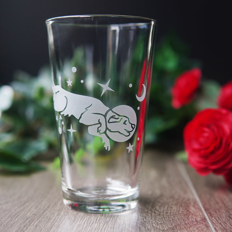 space dog pint glass