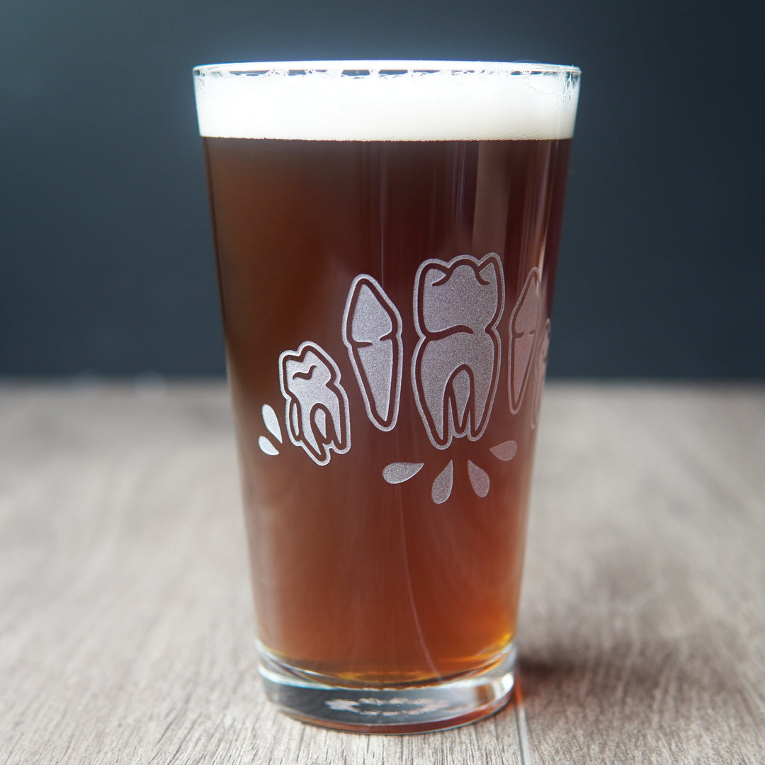 Teeth Pint Glass - etched glassware