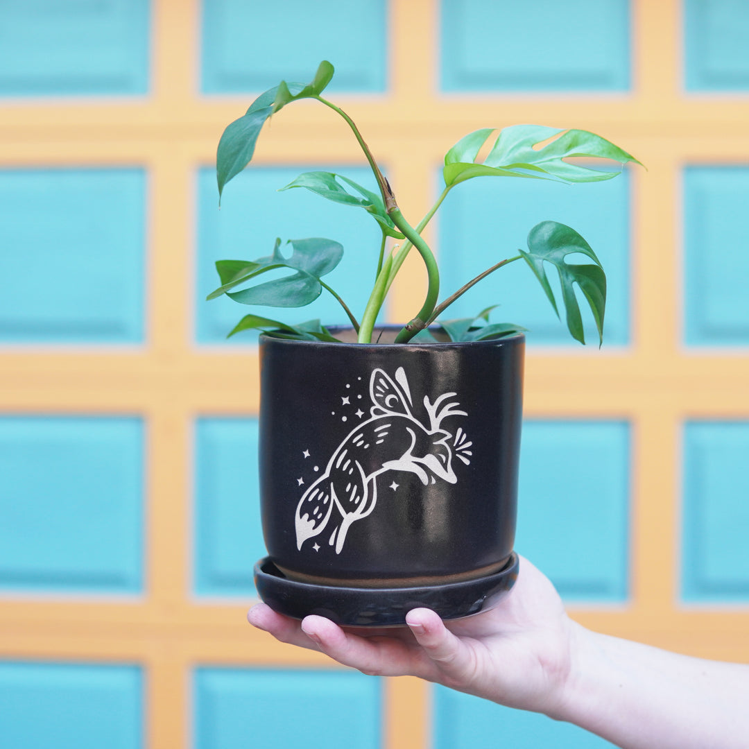 Fox Fairy Farmhouse Planter with Saucer