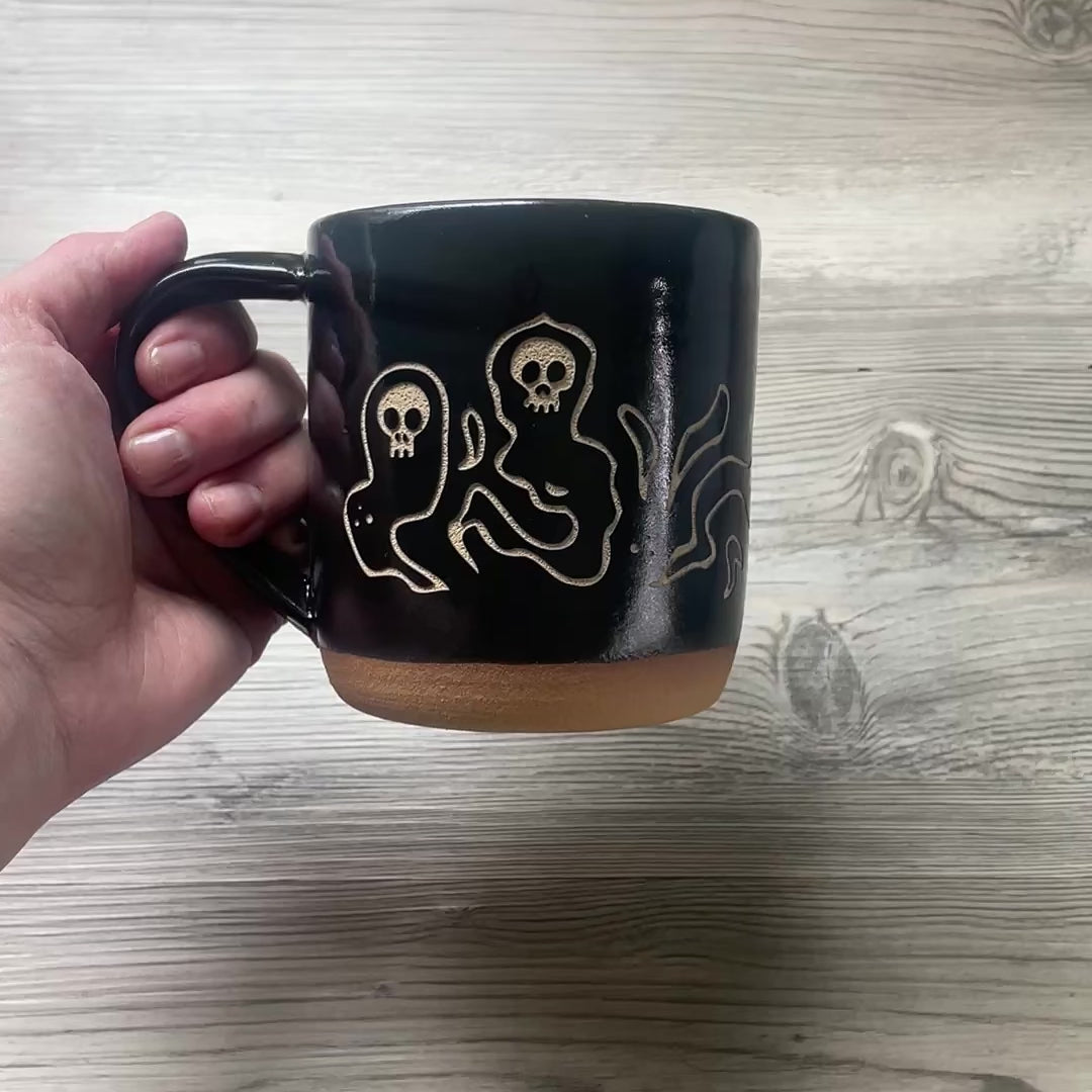 Wraith Mug, Farmhouse Style Spooky Ghost Pottery