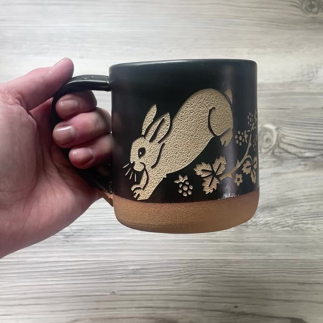 Rabbit Mug, Farmhouse Style Handmade Pottery