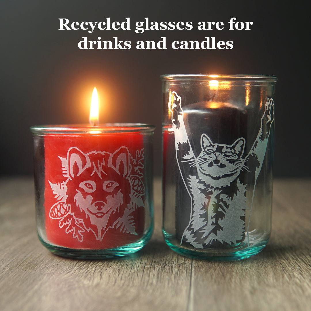 Custom Rustic Recycled Glass Tumbler, Etched-to-Order