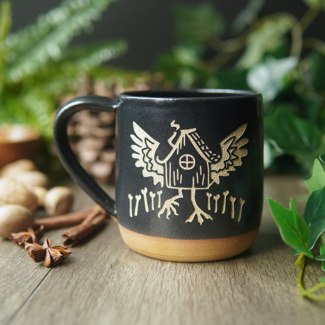Baba Yaga's Hut Mug, Farmhouse Style Handmade Pottery