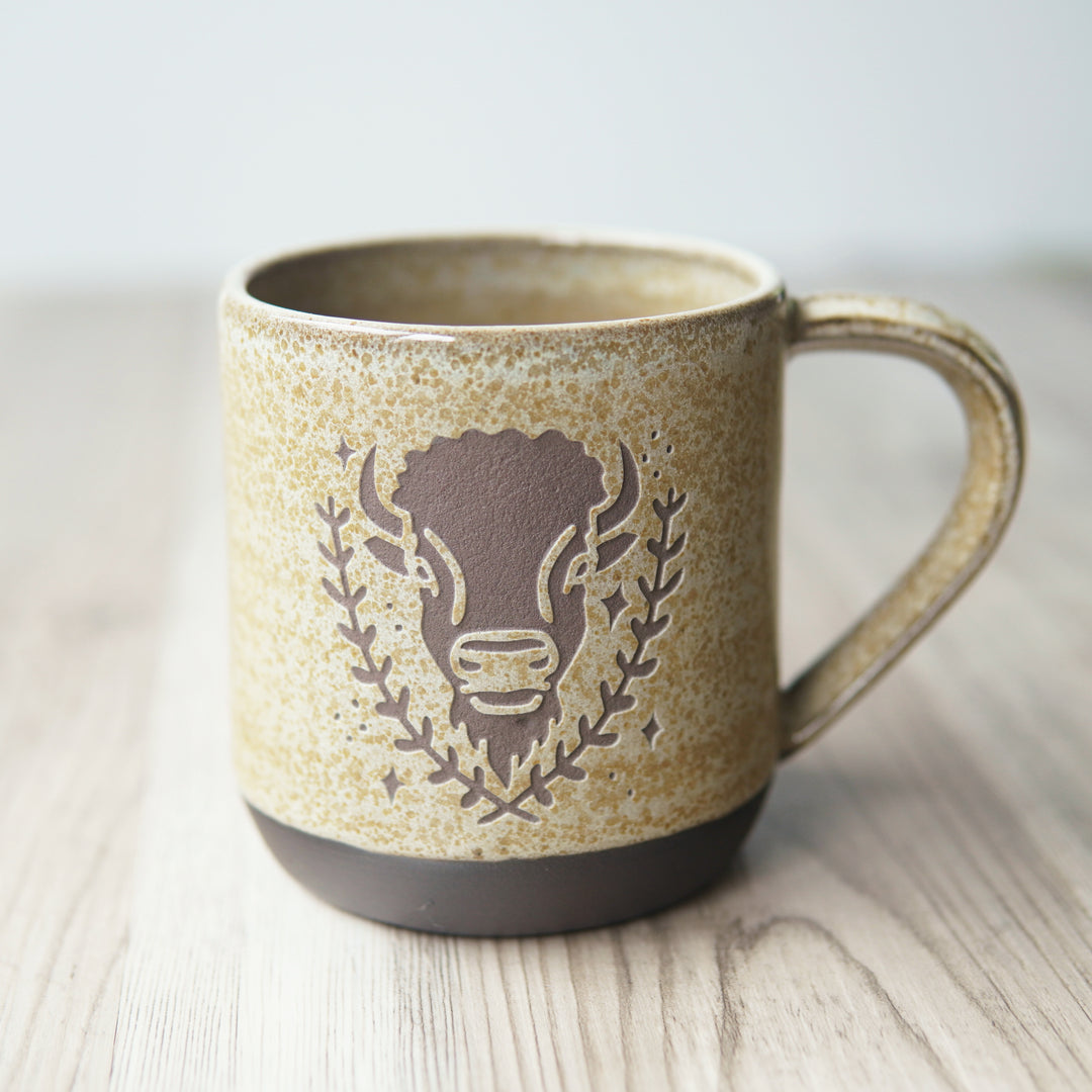 Bison Mug, Farmhouse Style Handmade Pottery