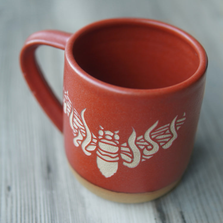 paprika red flaming cicada mug
