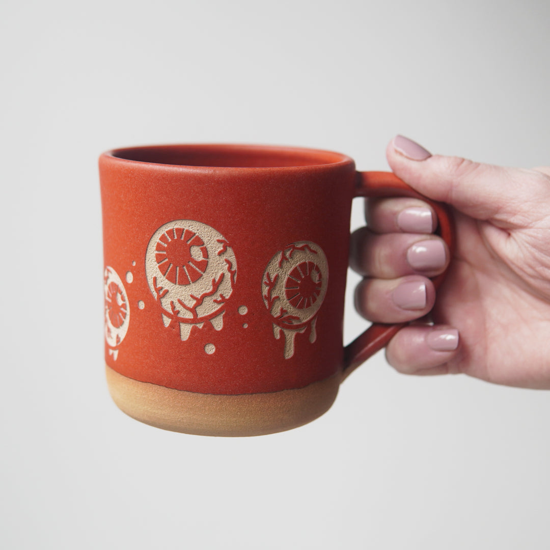 Eyeballs Mug, Farmhouse Style Handmade Pottery