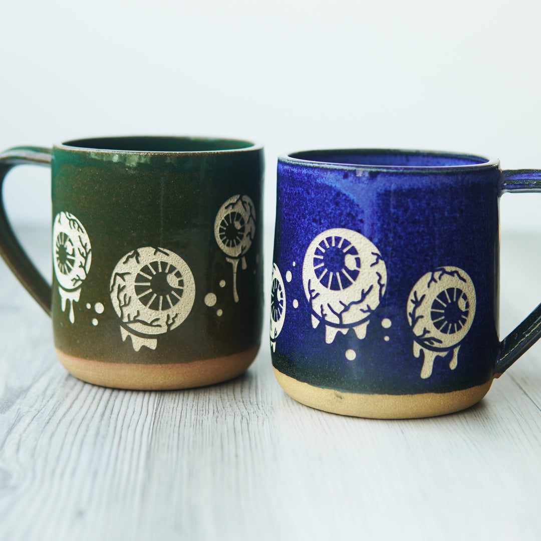 Eyeballs Mug, Farmhouse Style Handmade Pottery