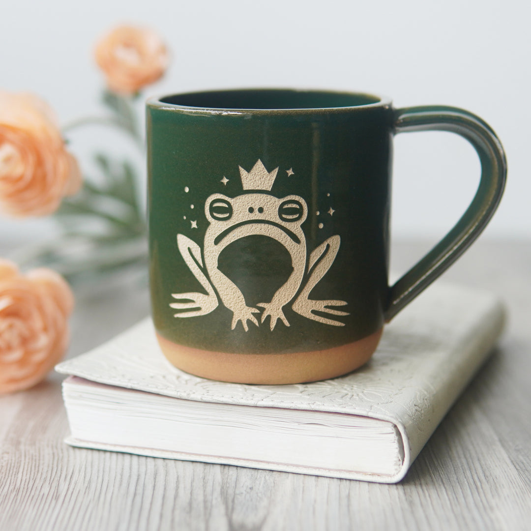 Frog Prince Mug, Farmhouse Style Handmade Pottery