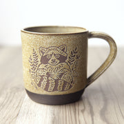 Raccoon Mug, Farmhouse Style Handmade Pottery