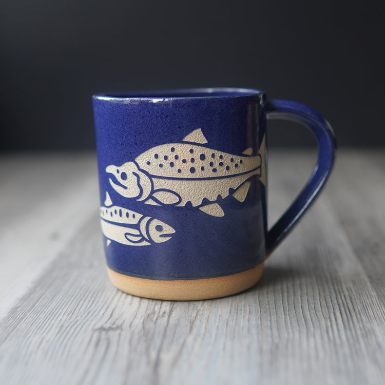 cobalt blue salmon mug