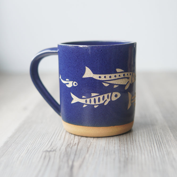 cobalt blue salmon mug