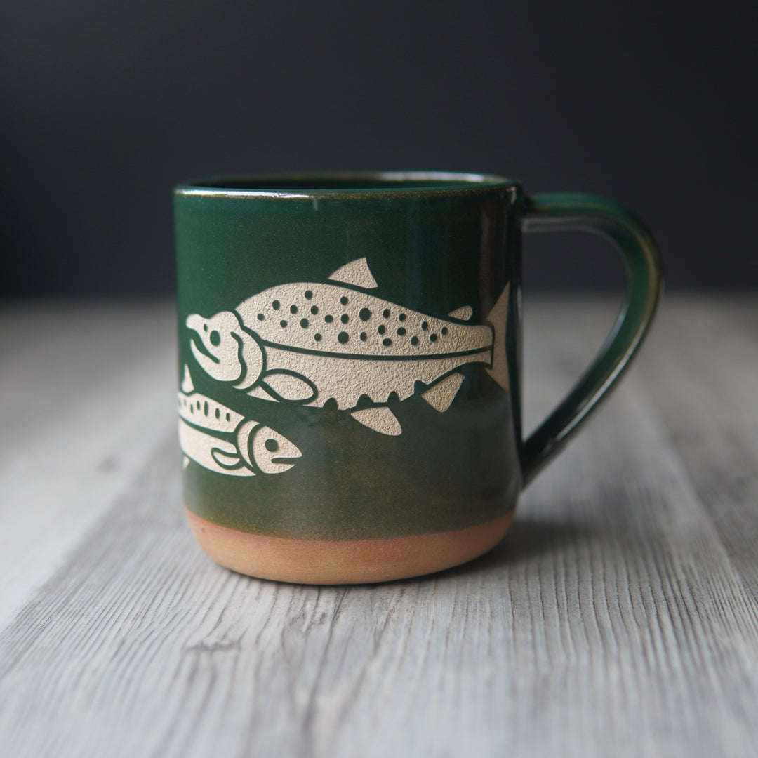 Pine green salmon mug