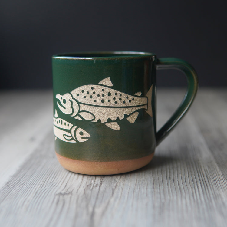Pine green salmon mug