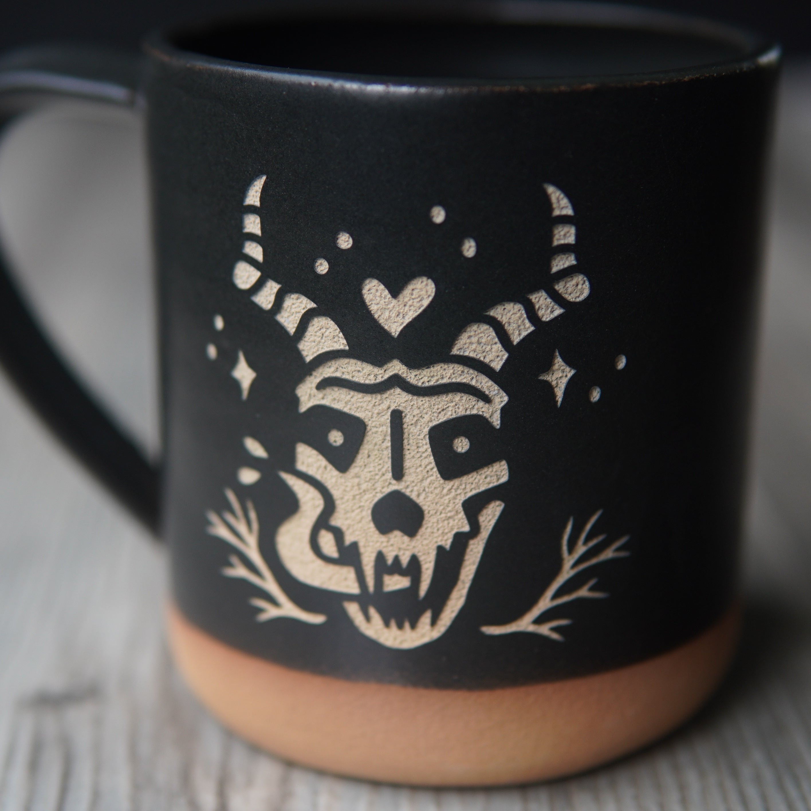 horny skull monster mug