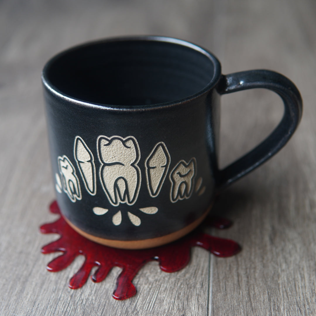 Teeth Mug, Minty Fresh or Bloody - Farmhouse Style Handmade Pottery