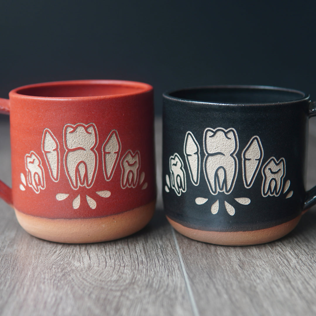 Teeth Mug, Minty Fresh or Bloody - Farmhouse Style Handmade Pottery