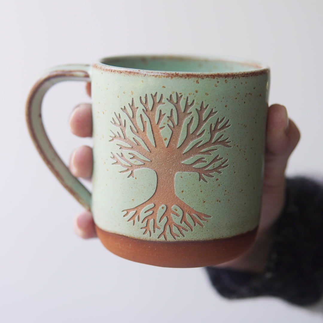 Tree of Life Mug, Farmhouse Style Handmade Pottery