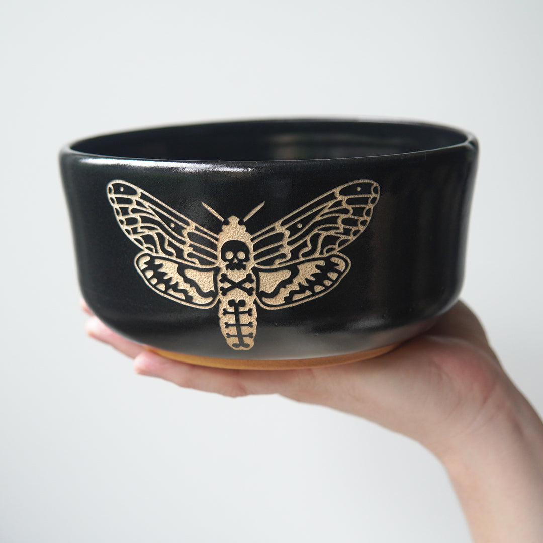 Deaths Head Hawk Moth Bowl, Farmhouse Style Handmade Pottery
