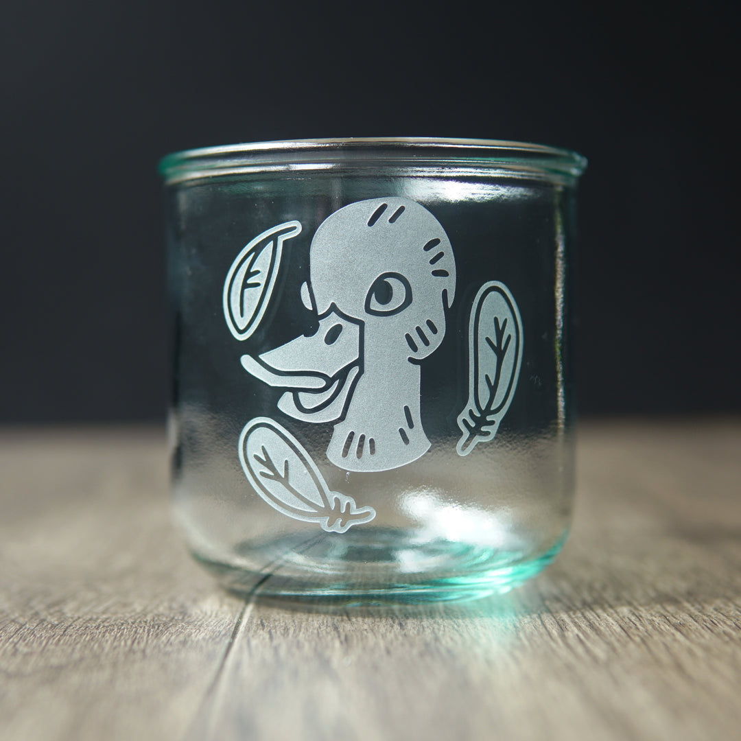 Duck engraved short glass