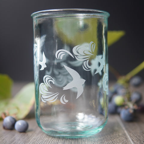 Birds Rustic Recycled Glass Tumbler