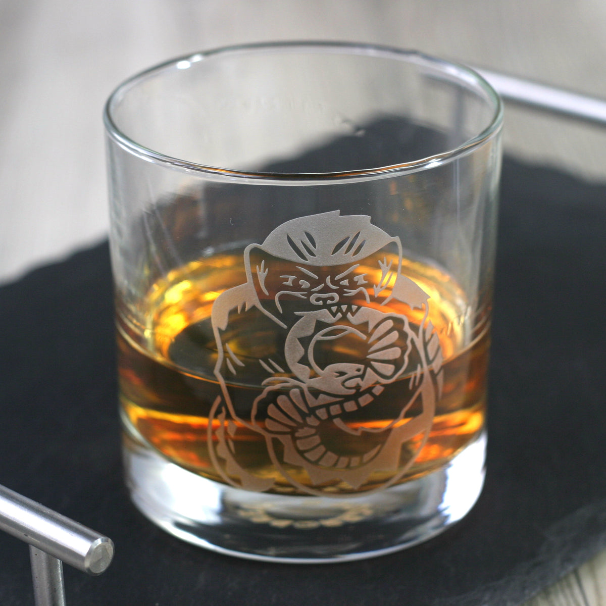 Honey Badger Cocktail Glass etched glassware Bread and Badger