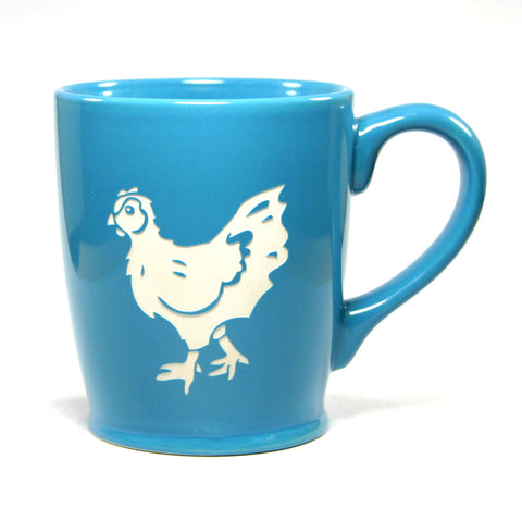 chicken coffee mug in sky blue