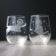 Astronaut Space Cat Wine Glass - Set of 2