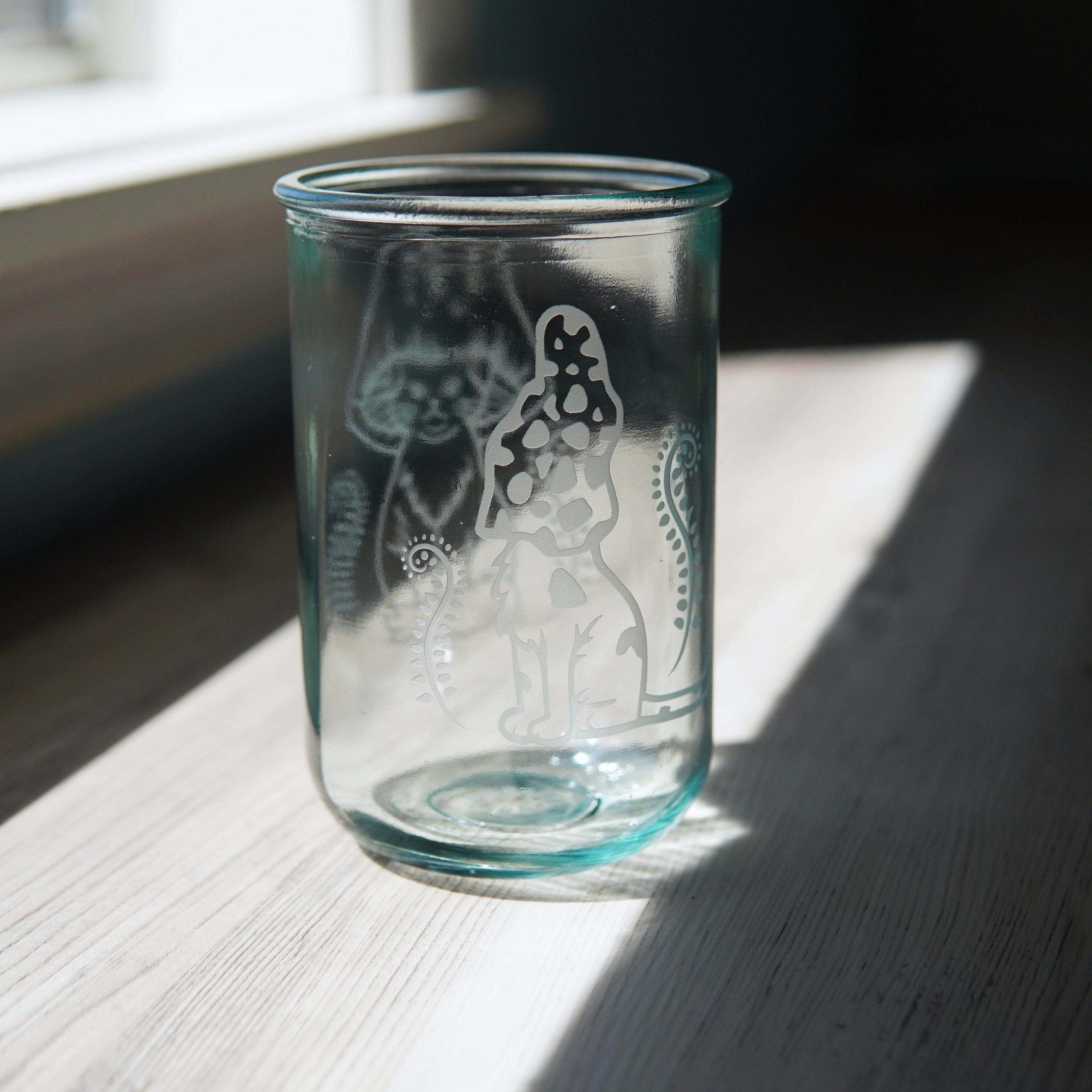 Cat Mushrooms etched recycled glass tumbler - Tall