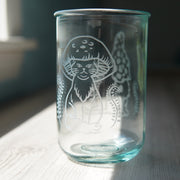 Cat Mushrooms etched recycled glass tumbler - Tall