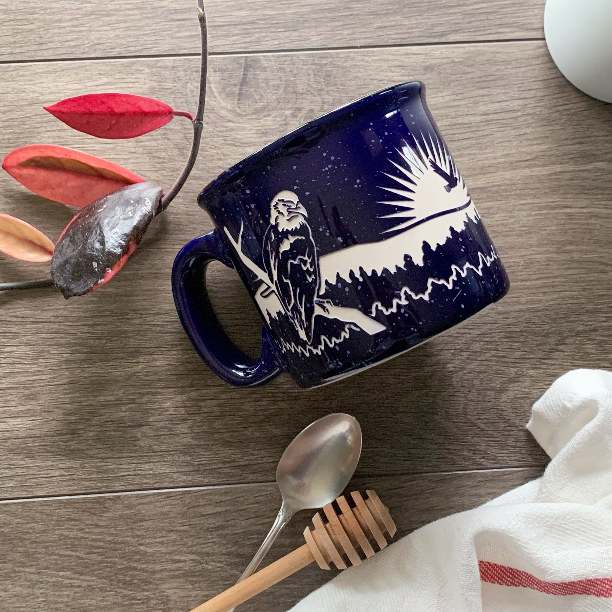 Bald Eagle Navy Blue Camp Mug