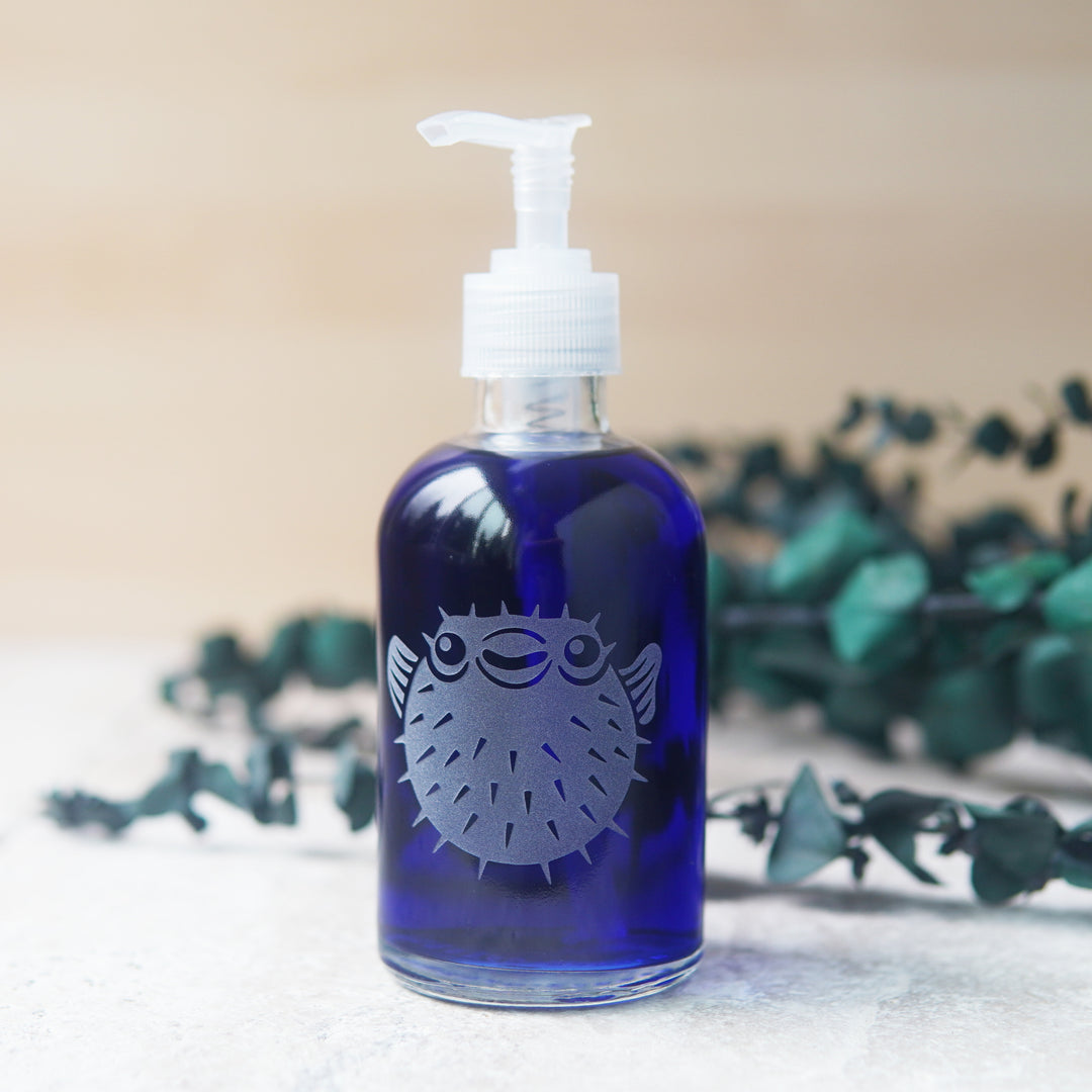 Pufferfish Soap Dispenser - Nautical Recycled Glass Pump Bottle