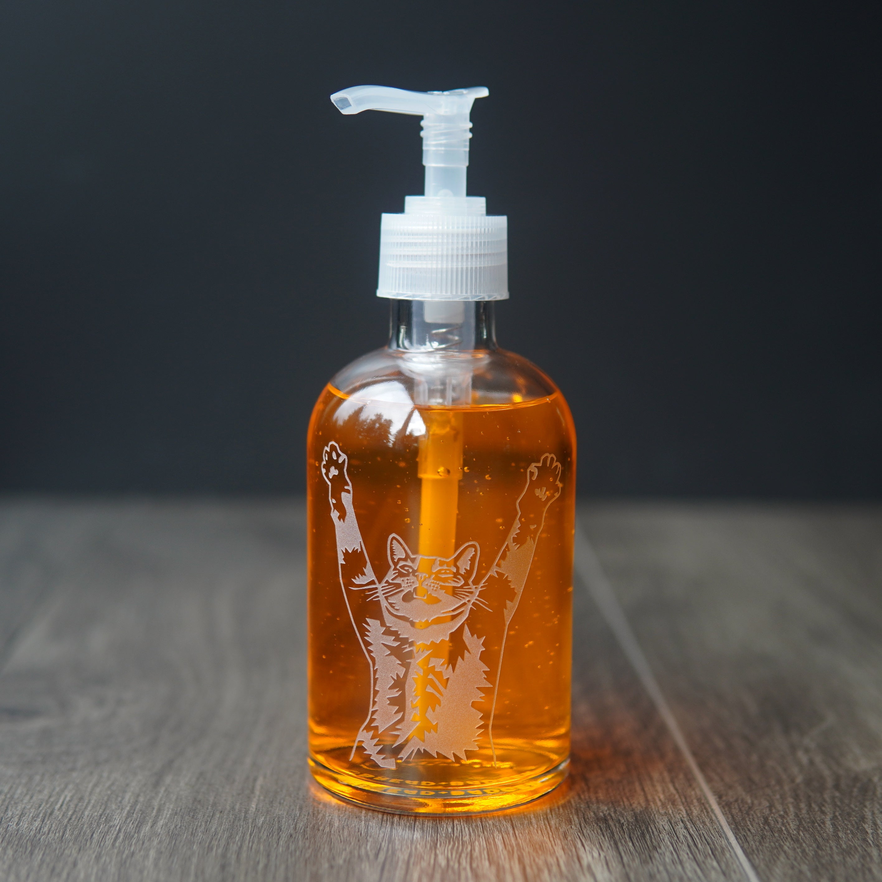 cat soap dispenser; apothecary pump bottle