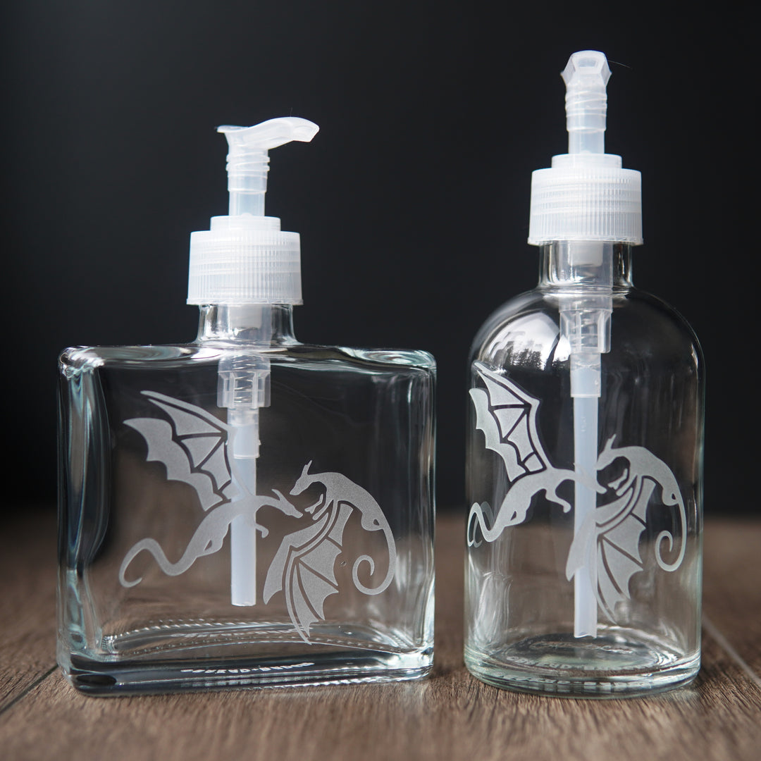 Dragons Soap Dispenser - Recycled Glass Pump Bottle