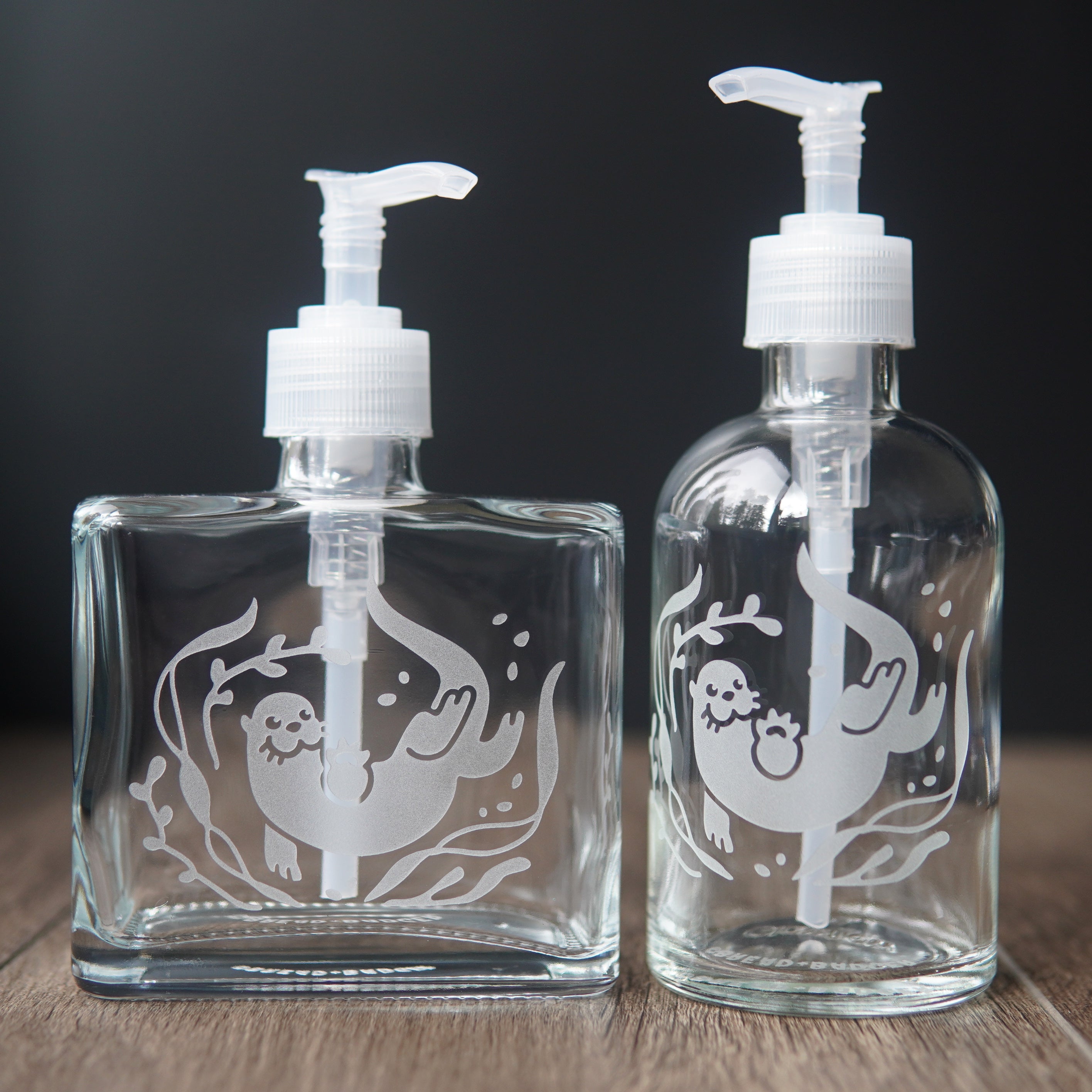 Otter Soap Dispenser - Recycled Glass Pump Bottle – Bread and Badger
